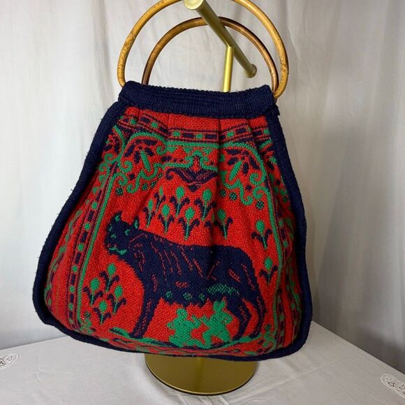 Vintage 1960s Italian Tapestry Handbag | “ROMA” Basilica & Capitoline Wolf Scene - Picture 4 of 12